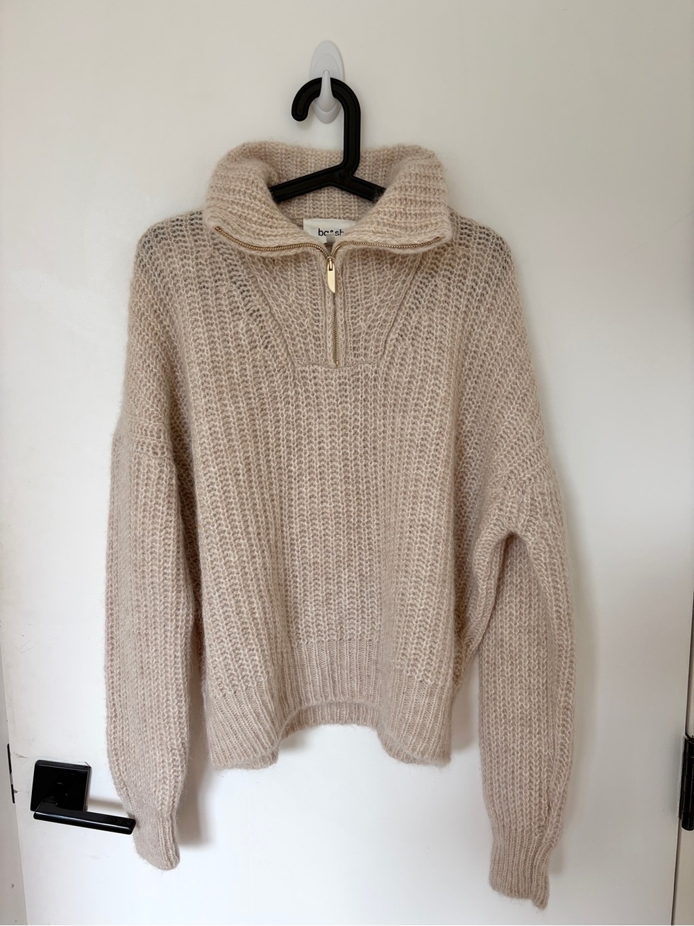 ba&sh NWT Cream Half-Zip Ribbed Turtleneck Sweater M